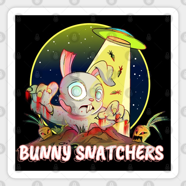 Cute Bunny Snatcher Rabbit Zombie Magnet by Trendy Black Sheep